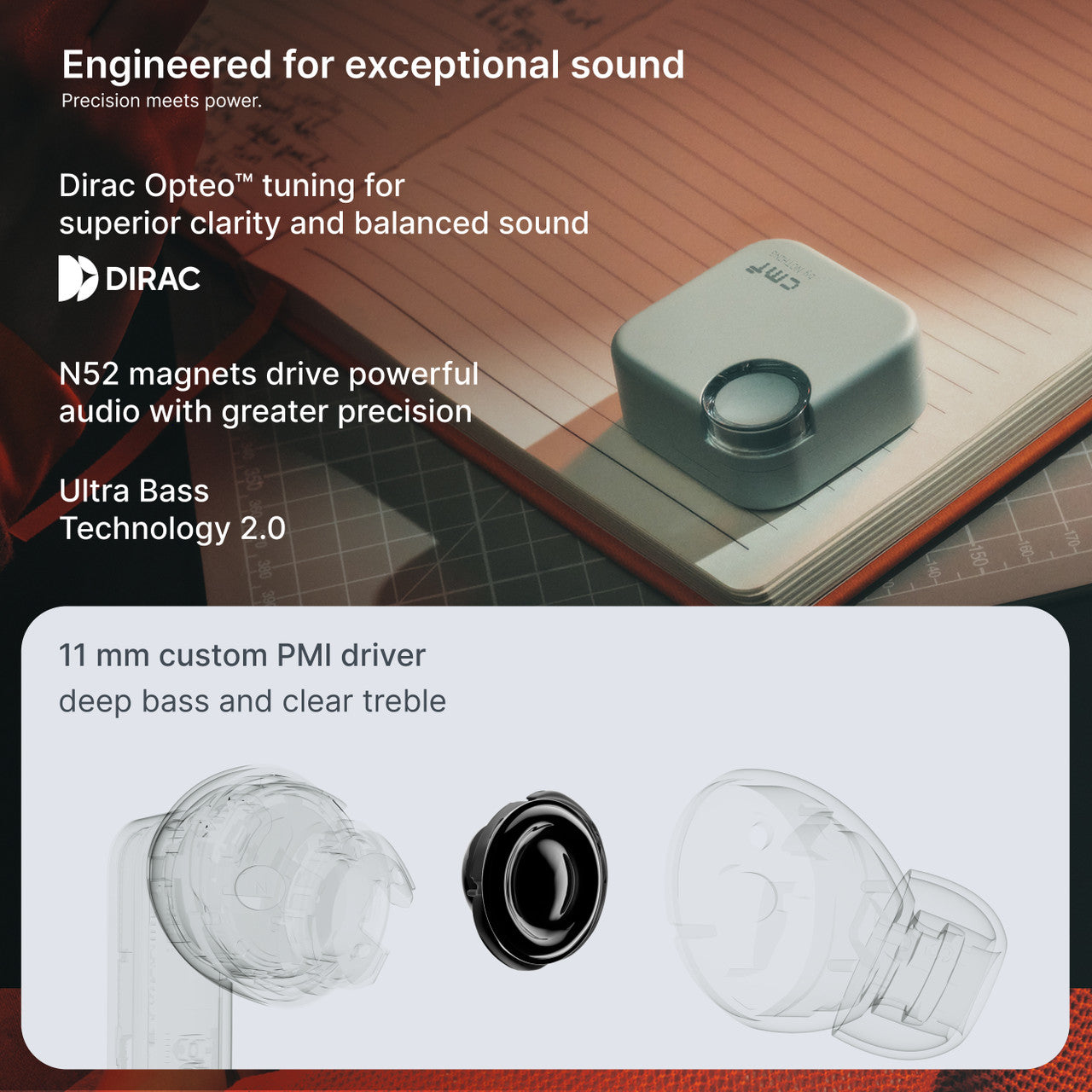 CMF by Nothing Buds 2 48 dB Hybrid ANC, Ultra Bass Technology 2.0, 55 Hrs playtime Bluetooth