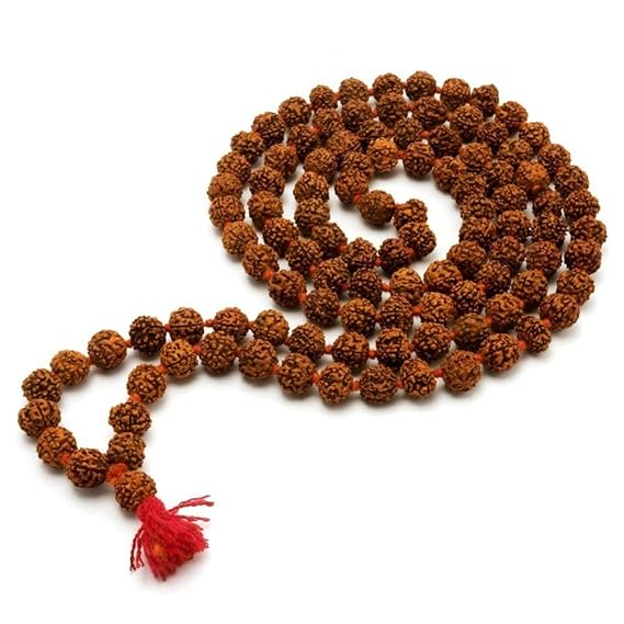 Rudraksha 5 Mukhi 108+1 Beads Mala (7 mm, Brown)